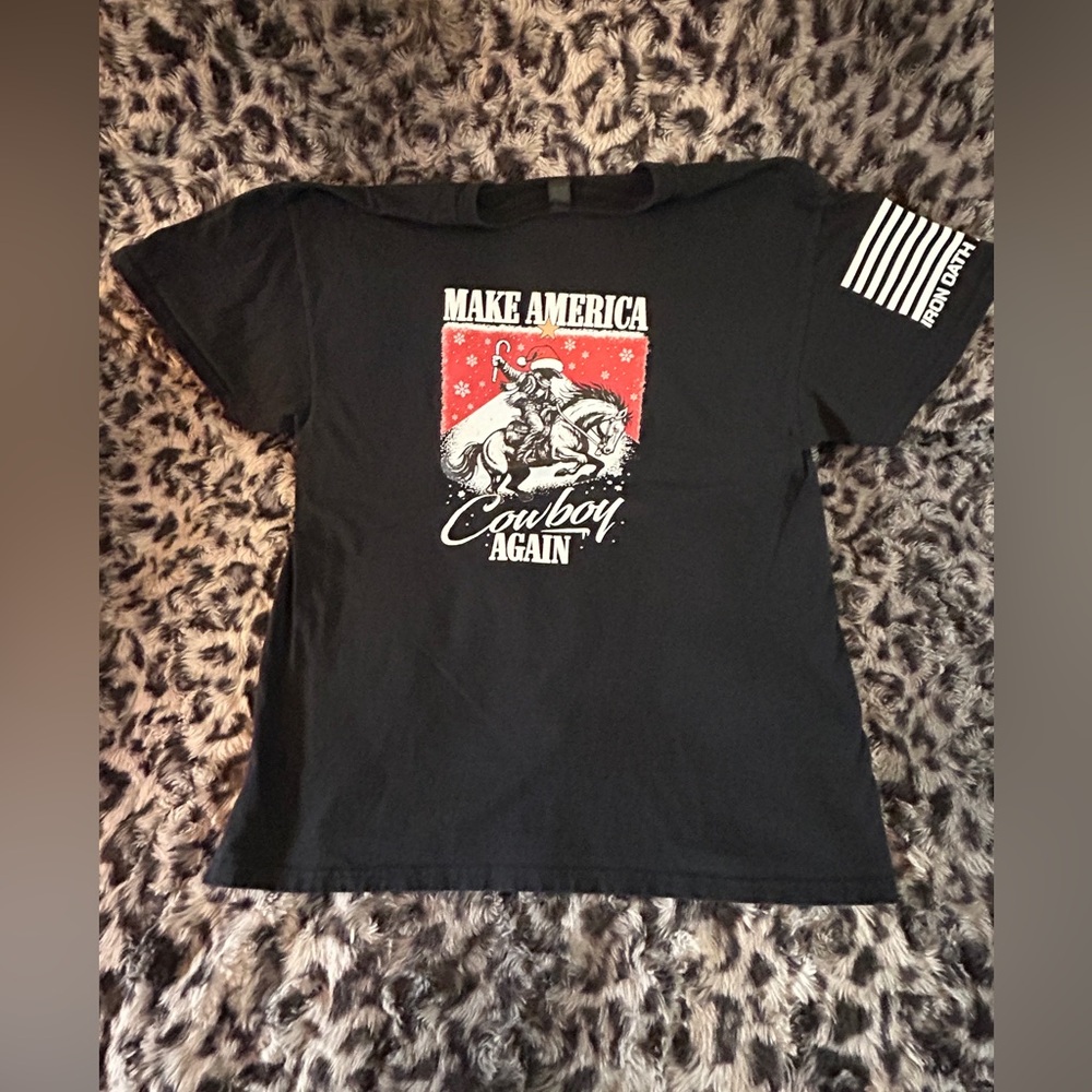 Iron oath, apparel, Black large T-shirt
 “ make America Cowboy again” - Picture 6 of 14